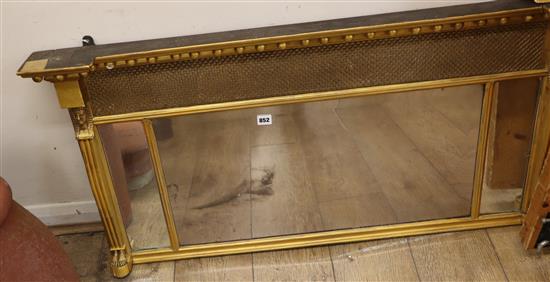 A Regency design gilt frame three plate overmantel mirror W.116cm